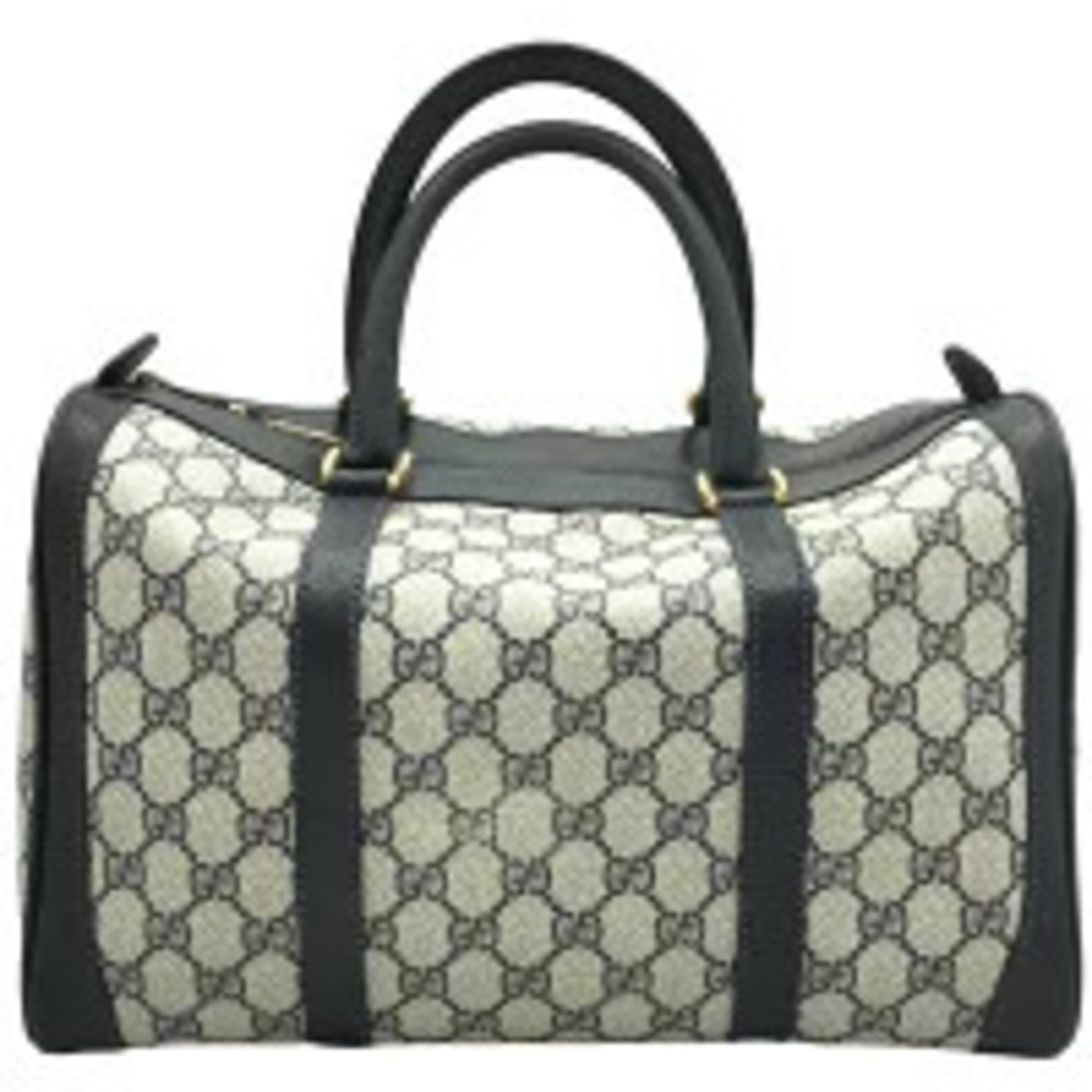 GUCCI Boston Handbag GG Plus Navy Blue